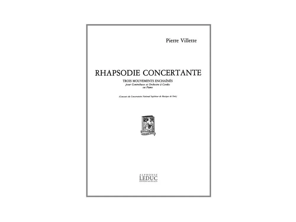 Noty pro kontrabas Pierre Villette Rhapsodie concertante Op.46 Omezená Nabídka