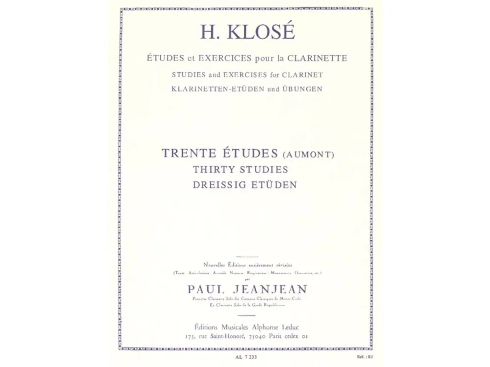 Nejlepší Volba Noty pro klarinet 30 Etudes D‘Apres Aumont