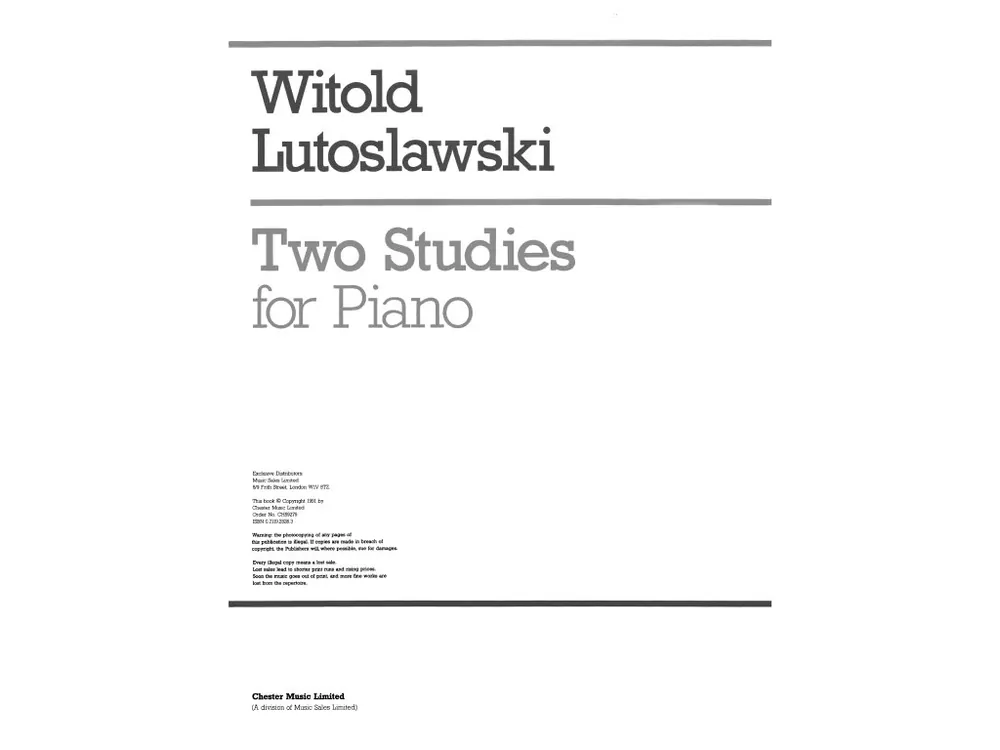 Noty pro piano Two Studies Poslední Šance