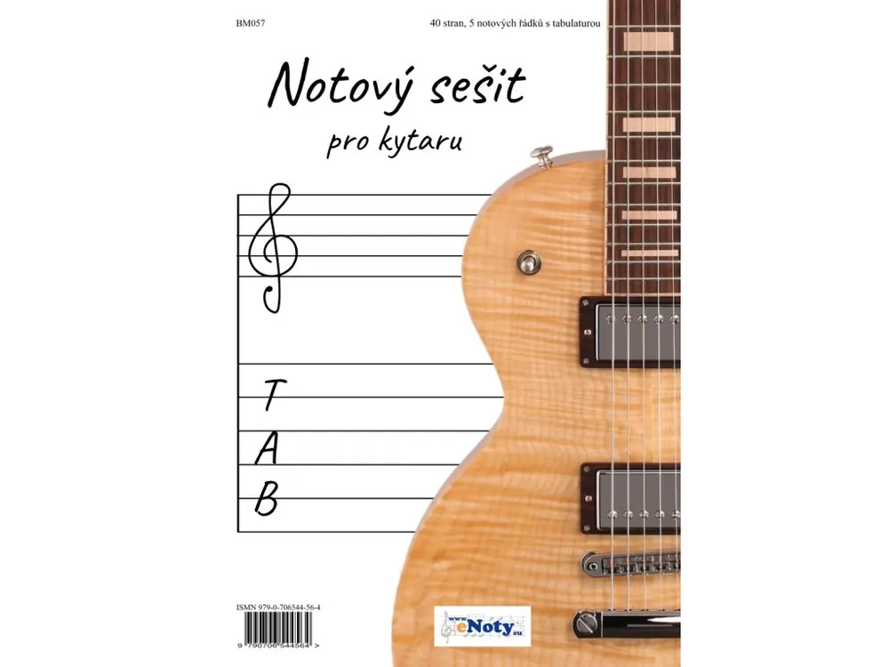 NOTOVÝ SEŠIT pro kytaru A4 - 40 stran, 5 notových řádků s tabulaturou Cenově Výhodný