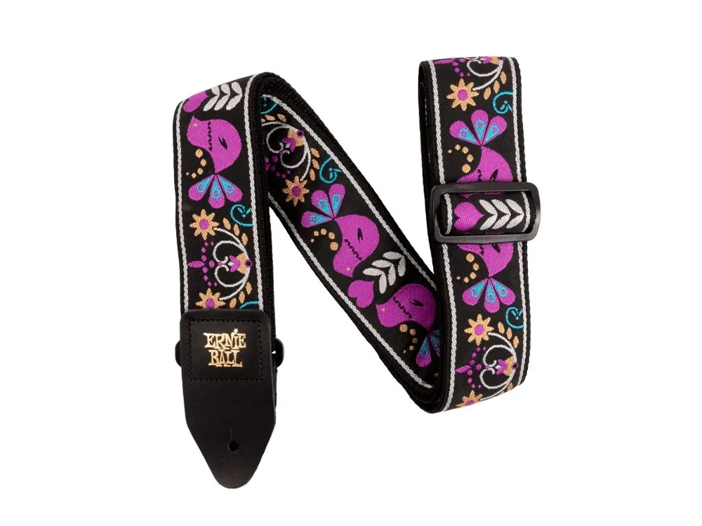 Omezená Nabídka Kytarový popruh Ernie Ball Jacquard Purple Bird Lupin