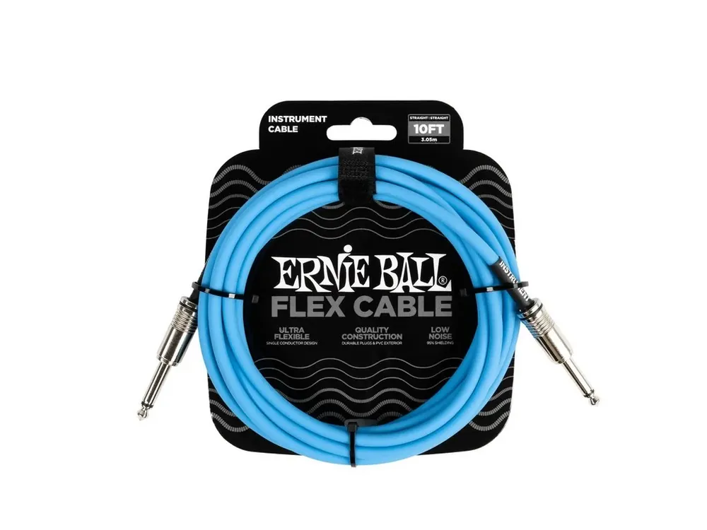 6412 Ernie Ball Flex Instrument Cable Straight/Straight 10ft - Blue - nástrojový kabel - 3m Ověřený