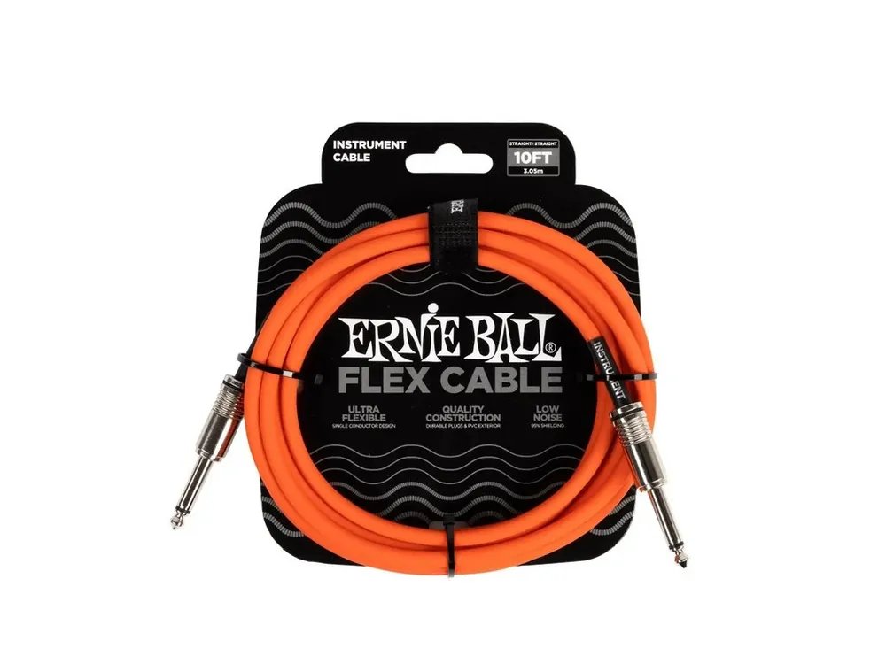 Objednat Nyní 6416 Ernie Ball Flex Instrument Cable Straight/Straight 10ft - Orange - nástrojový kabel 3m - 1ks