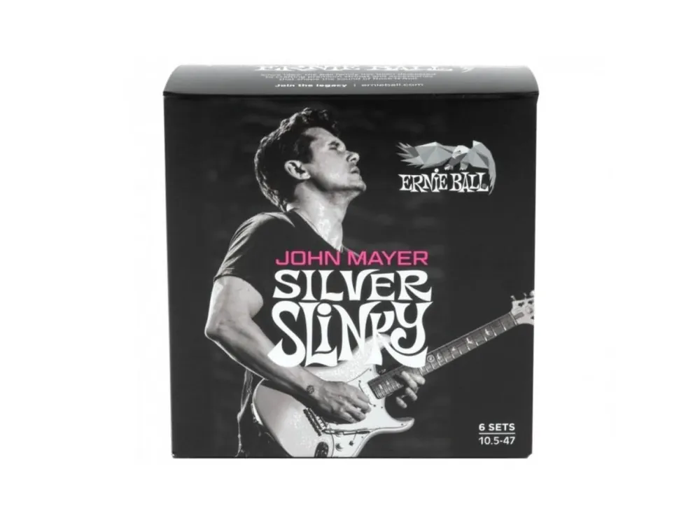 3817 Ernie Ball John Mayer Silver Slinky Nickel Wound Electric Guitar Strings 10.5-47 - 6 Pack - struny na elektrickou kytaru - 6ks Vrácení Zdarma