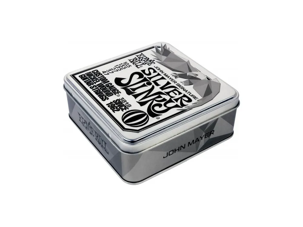 3818 Ernie Ball John Mayer Silver Slinky Nickel Wound Electric Guitar Strings 3 Pack Tin 10.5 - 47 + luxusní limitovaná kovová krabička - struny na elektrickou kytaru - 3ks Top Prodej