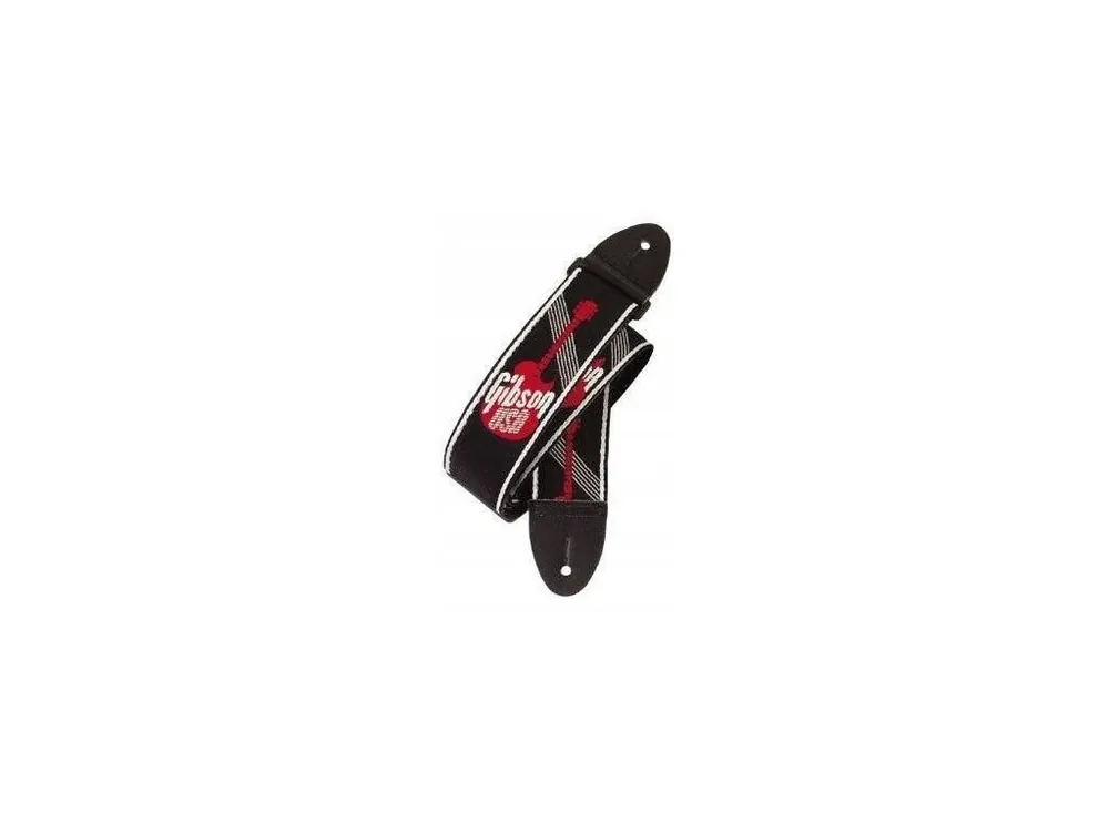 Poslední Šance Gibson GG-600 Woven Style 2 Red – kytarový popruh s logem Gibson