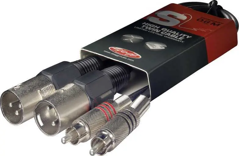 Stagg STC060CMXM, propojovací kabel 2x XLR zástrčka - 2x RCA zástrčka, 60cm Výprodej