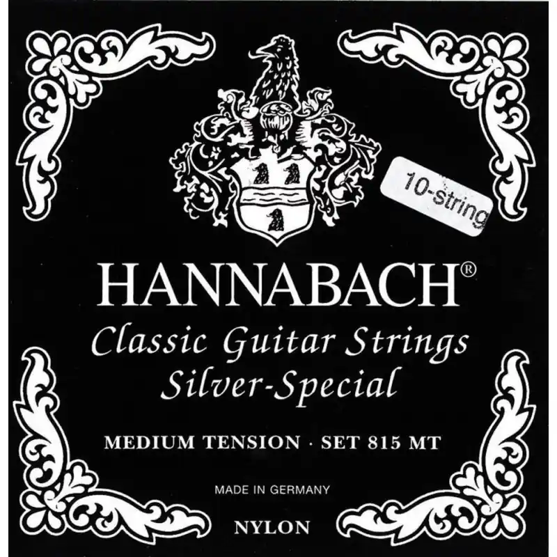 Hannabach Struny pro klasickou kytaru série 815 Pro 8/10 strunou kytaru/Medium Tension Silver special Sada 10-strun Novinka