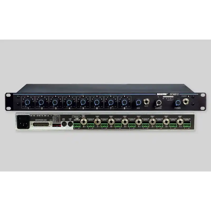 SHURE SCM810E - 8-kanálový automatický mikrof.mix do racku Značkový