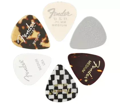 Finální Výprodej Trsátka set Fender 351 Shape Material Medley Medium - 6 Pack