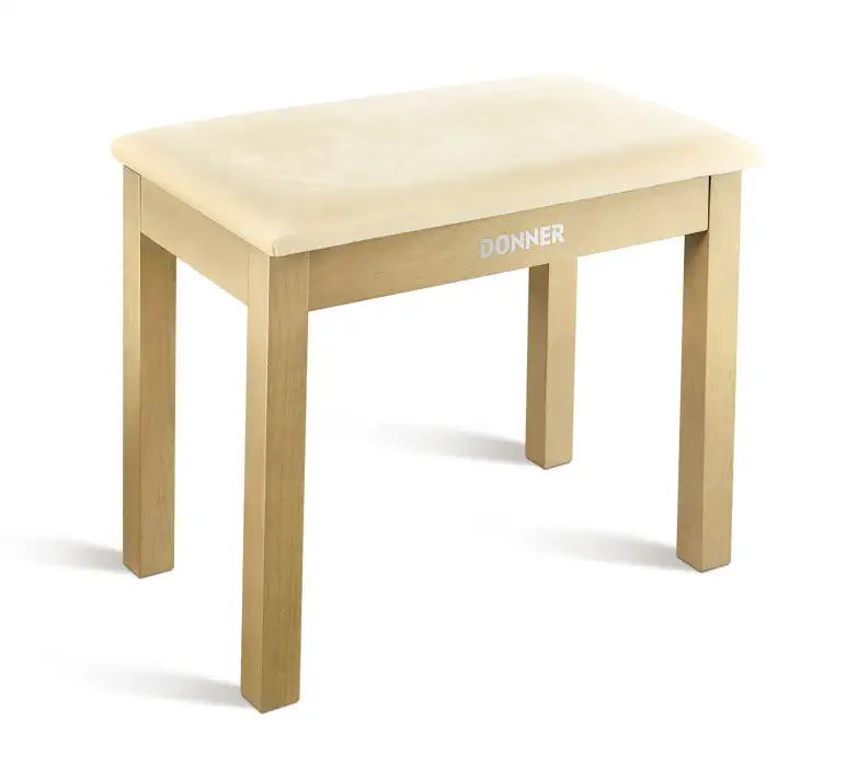 Autentický DONNER Light Wood Color Piano Bench with High-Density Suede Cushion - Beige