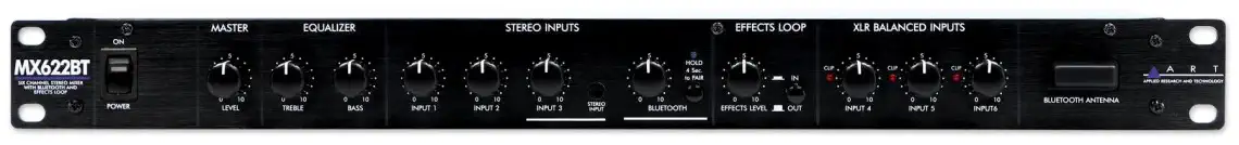 Nejprodávanější ART MX622BT – Six Channel Stereo Mixer with Bluetooth and Effects Loop